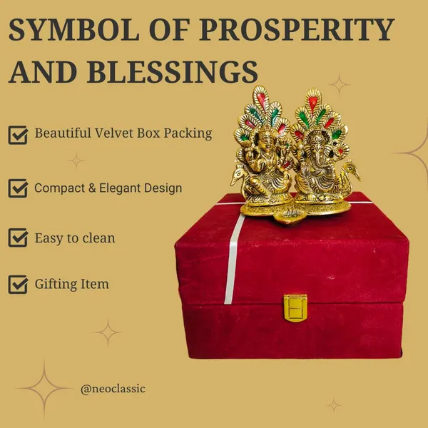 NEO_CLASSIC_Laxmi_Ganesh_Idol_with_Peacock_&_Diya_|_Decorative_Metal_God_Statue_for_Home_Temple,_Diwali_Decoration_&_Religious_Gifting