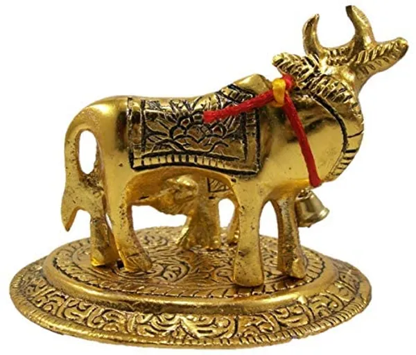 NEO_CLASSIC_Golden_Cow_with_Calf_Idol_|_Kamdhenu_Gau_Mata_Murti_|_Vastu_&_Spiritual_Decorative_Showpiece_for_Home,_Office_&_Temple