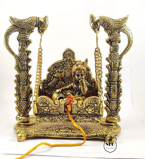 NEO_CLASSIC_Laddu_Gopal_Jhula_|_Decorative_Krishna_Hindola_Palana_for_Home_Temple_&_Pooja_|_Swing_for_Bal_Gopal_Murti_|_Religious_Showpiece_&_Gift_Item_|_Height_7_Inch