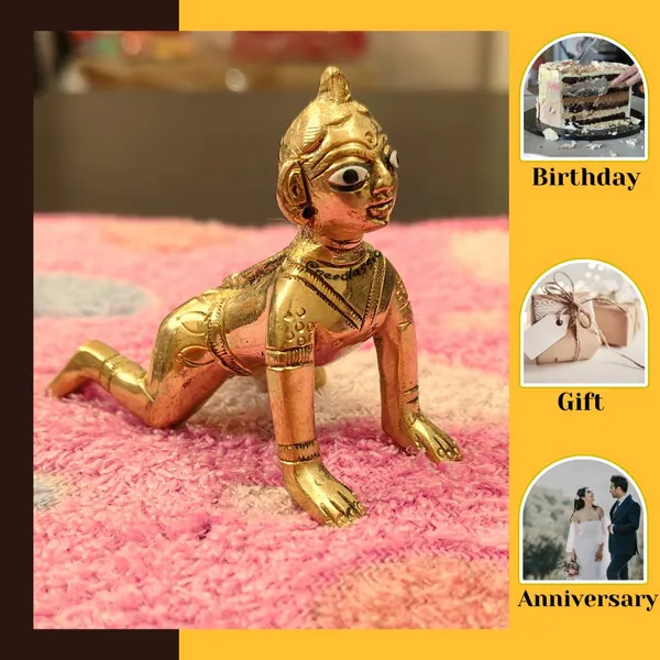 NEO_CLASSIC_Brass_Balika_Radha_Rani_Idol_|_Metal_Radha_Ji_Murti_for_Pooja_Room,_Home_Temple_&_Spiritual_Decor_|_Gold_Finish_(Standard,_No._2)