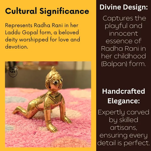 NEO_CLASSIC_Brass_Balika_Radha_Rani_Idol_|_Metal_Radha_Ji_Murti_for_Pooja_Room,_Home_Temple_&_Spiritual_Decor_|_Gold_Finish_(Standard,_No._2)