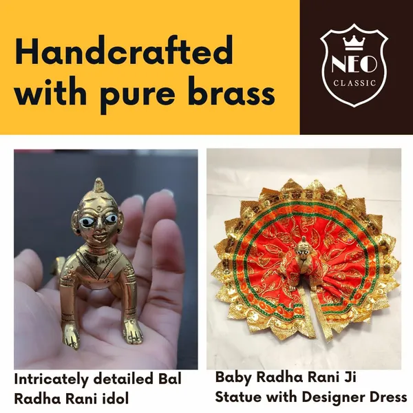 NEO_CLASSIC_Brass_Balika_Radha_Rani_Idol_|_Metal_Radha_Ji_Murti_for_Pooja_Room,_Home_Temple_&_Spiritual_Decor_|_Gold_Finish_(Standard,_No._2)