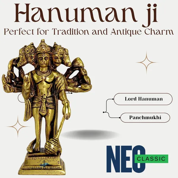 NEO_CLASSIC_Panchmukhi_Hanuman_Brass_Idol_|_5_Face_Bajrang_bali_Murti_for_Home_Temple_&_Decor_|_Gold_Finish_|_Height_6_Inch