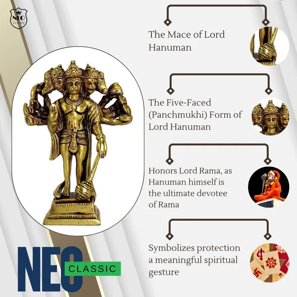 NEO_CLASSIC_Panchmukhi_Hanuman_Brass_Idol_|_5_Face_Bajrang_bali_Murti_for_Home_Temple_&_Decor_|_Gold_Finish_|_Height_6_Inch