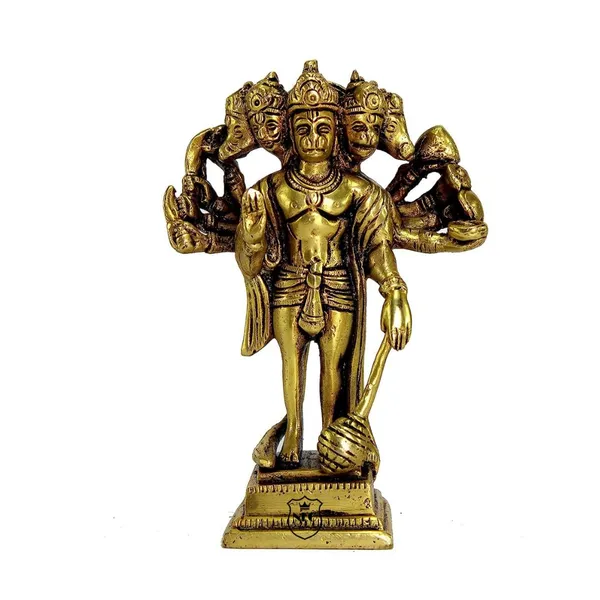 NEO_CLASSIC_Panchmukhi_Hanuman_Brass_Idol_|_5_Face_Bajrang_bali_Murti_for_Home_Temple_&_Decor_|_Gold_Finish_|_Height_6_Inch