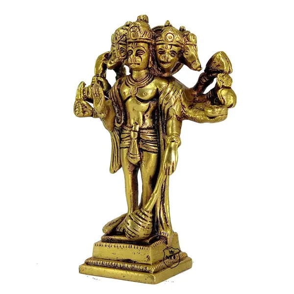 NEO_CLASSIC_Panchmukhi_Hanuman_Brass_Idol_|_5_Face_Bajrang_bali_Murti_for_Home_Temple_&_Decor_|_Gold_Finish_|_Height_6_Inch