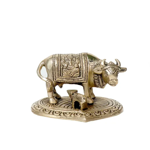 NEO_CLASSIC_Cow_with_Calf_Idol_|_Vastu_Gau_Mata_Figurine_for_Home_Temple,_Office_&_Spiritual_Décor_|_Sacred_Cow_and_Calf_Showpiece_|_2.5_Inch