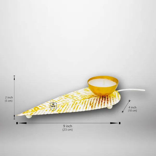 Metal_Designer_Leaf_Shape_Handmade_Wax_Lamp_Showpiece