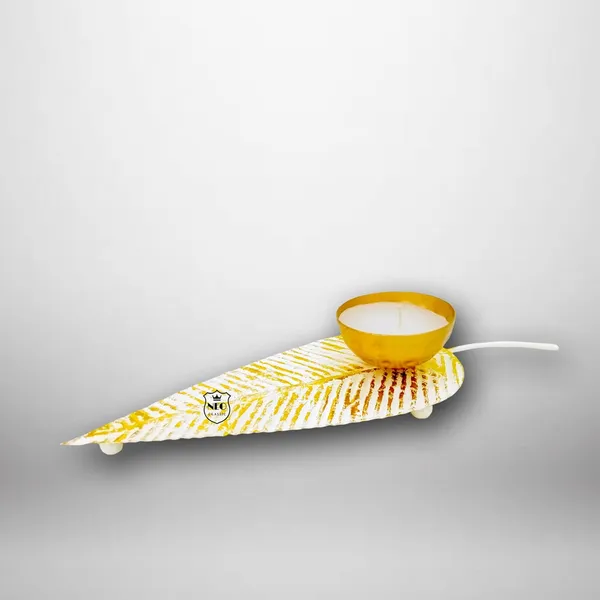 Metal_Designer_Leaf_Shape_Handmade_Wax_Lamp_Showpiece