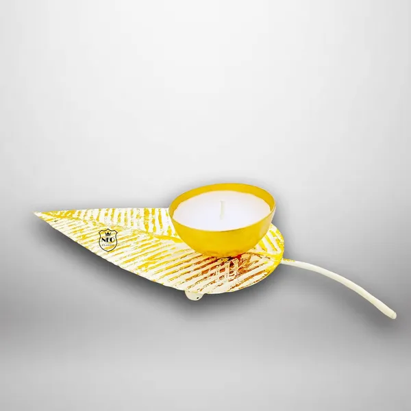 Metal_Designer_Leaf_Shape_Handmade_Wax_Lamp_Showpiece