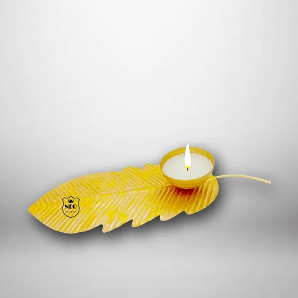 Metal_Designer_Leaf_Shape_Handmade_Wax_Lamp_Showpiece