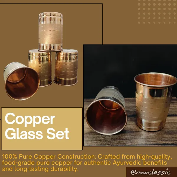 NEO_CLASSIC_Pure_Copper_Glass_Set_of_4_|_300_ML_Traditional_Copper_Tumbler_for_Home,_Restaurant,_Office,_Yoga_&_Daily_Use