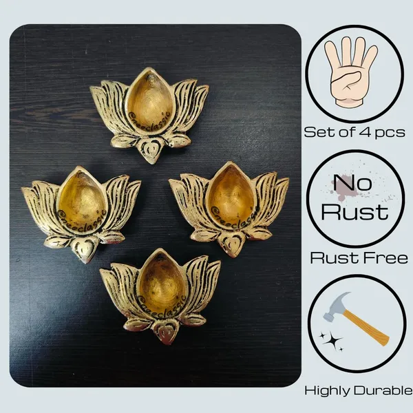 Brass_Diya_Lotus_Kamal_Deepak_2_Brass_Finish_Pooja_Diya_For_Diwali_Temple_Home_Decor_Handcrafted_Festival_Gift_Item_Set_Of_4pc