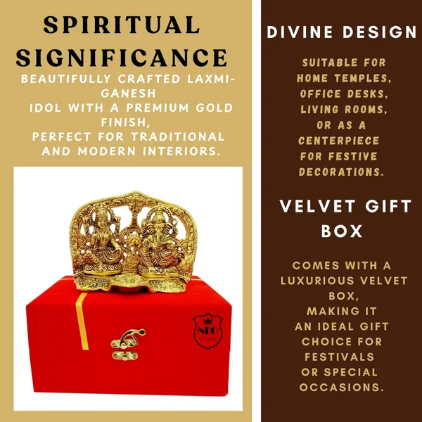 NEO_CLASSIC_Laxmi_Ganesh_Idol_with_Oil_Lamp_Diya_|_Gold_Finish_Pooja_Deepak_|_Diwali_Decoration_Item_|_Mandir_Decor_&_Gift_Set_with_Red_Velvet_Box