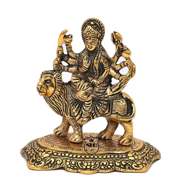 NEO_CLASSIC_Maa_Durga_Statue_with_Lion_|_Hindu_Goddess_Durga_Idol_for_Home_Temple,_Pooja_&_Decorative_Showpiece_|_Rectangular_Base_|_5_Inch