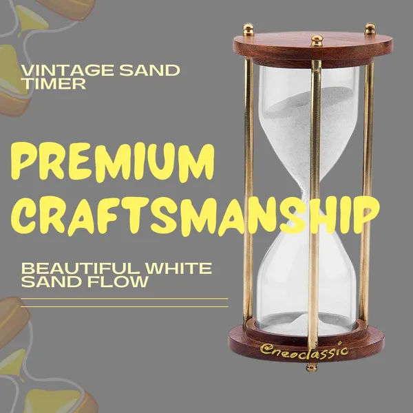 NEO_CLASSIC_5-Minute_Vintage_Hourglass_Timer_|_Brass_&_Wooden_Sand_Clock_with_White_Sand_|_Decorative_Desk_Timer_for_Tea,_Yoga,_Study_&_Office_Décor_|_4_Inch