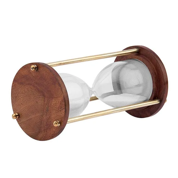 NEO_CLASSIC_5-Minute_Vintage_Hourglass_Timer_|_Brass_&_Wooden_Sand_Clock_with_White_Sand_|_Decorative_Desk_Timer_for_Tea,_Yoga,_Study_&_Office_Décor_|_4_Inch