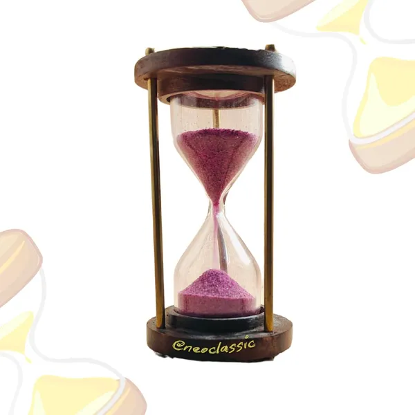 NEO_CLASSIC_5-Minute_Vintage_Hourglass_Timer_–_Brass_&_Wood_Sand_Clock_for_Décor_&_Study_(4_Inch,_Pink)