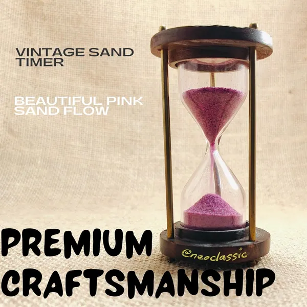 NEO_CLASSIC_5-Minute_Vintage_Hourglass_Timer_–_Brass_&_Wood_Sand_Clock_for_Décor_&_Study_(4_Inch,_Pink)