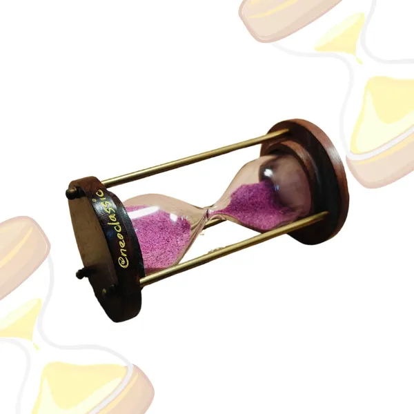 NEO_CLASSIC_5-Minute_Vintage_Hourglass_Timer_–_Brass_&_Wood_Sand_Clock_for_Décor_&_Study_(4_Inch,_Pink)