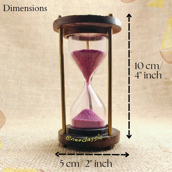 NEO_CLASSIC_5-Minute_Vintage_Hourglass_Timer_–_Brass_&_Wood_Sand_Clock_for_Décor_&_Study_(4_Inch,_Pink)