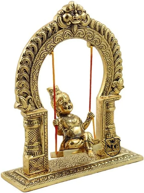 Gopal_Jhula_Oxidized_Gold_Plated_I_Bal_Gopal_Jhula_I_Return_Gifts_For_Baby_Shower_I_Pooja_Room_I_Gopal_Swing_Jhula