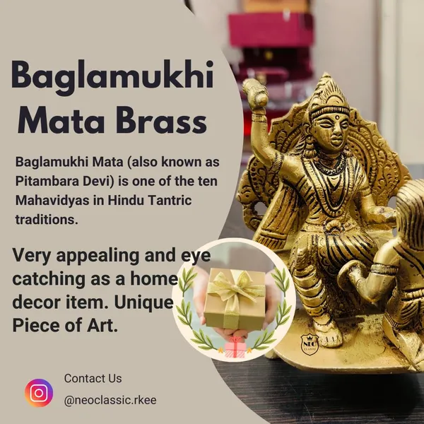 NEO_CLASSIC_Baglamukhi_Mata_Brass_Idol_|_Sitting_Bagla_Mukhi_Maa_Murti_for_Home_Temple,_Office_&_Pooja_Room_|_Handcrafted_Brass_Religious_Statue_|_Height_4.5_Inch