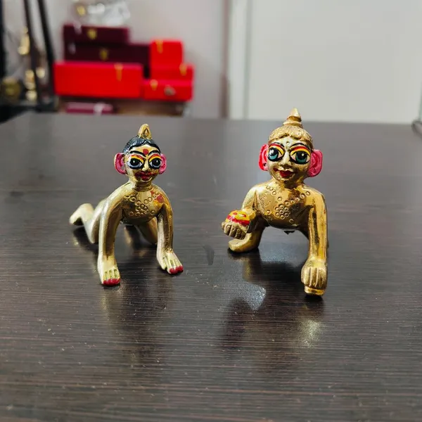 NEO_CLASSIC_Laddu_Gopal_with_Baby_Radha_Brass_Jugal_Jodi_|_Handcrafted_Radha_Krishna_Brass_Idol_for_Home_Temple,_Pooja_&_Spiritual_Décor_|_2.5_Inch