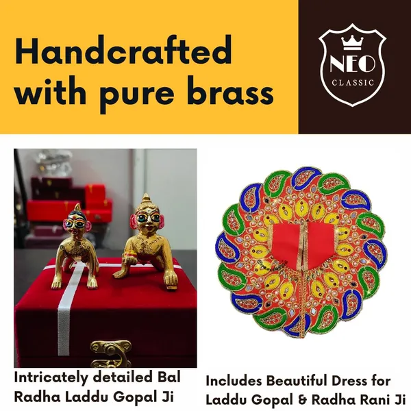 NEO_CLASSIC_Laddu_Gopal_with_Baby_Radha_Brass_Jugal_Jodi_|_Handcrafted_Radha_Krishna_Brass_Idol_for_Home_Temple,_Pooja_&_Spiritual_Décor_|_2.5_Inch