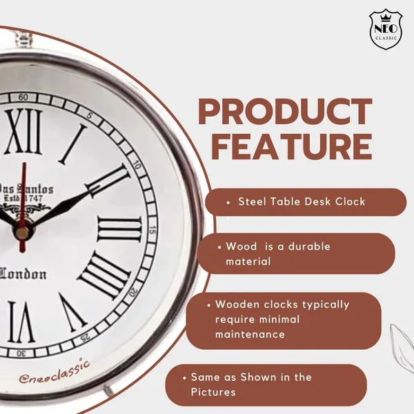 NEO_CLASSIC_Steel_Table_Desk_Clock_–_Traditional_Heavy_Metal_Decorative_Clock_for_Home_&_Office