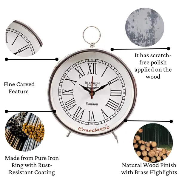NEO_CLASSIC_Steel_Table_Desk_Clock_–_Traditional_Heavy_Metal_Decorative_Clock_for_Home_&_Office