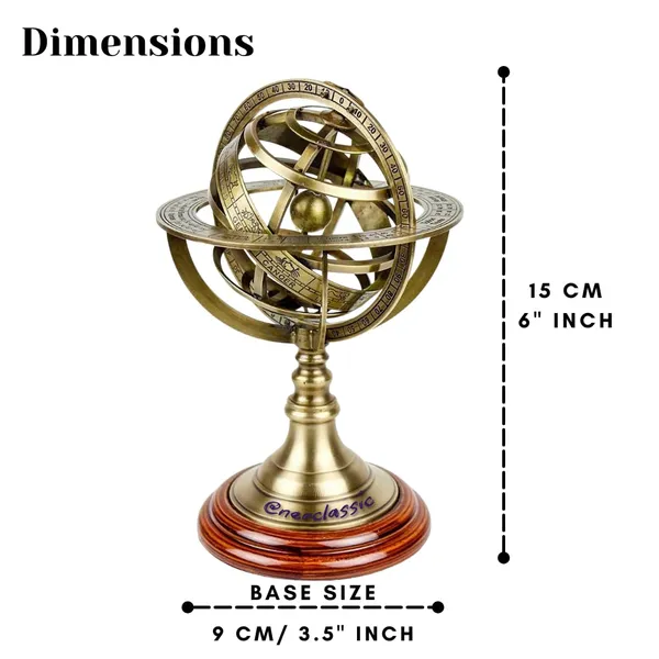 NEO_CLASSIC_Antique_Brass_Armillary_Globe_|_Vintage_Zodiac_Armillary_Sphere_with_Wooden_Base_|_Nautical_Pirate_Ship_Décor_|_Astronomical_Showpiece_for_Home_&_Office_(Medium)