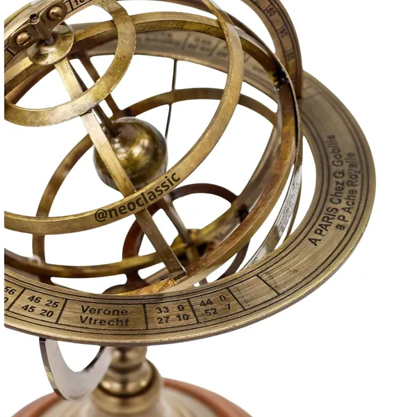 NEO_CLASSIC_Antique_Brass_Armillary_Globe_|_Vintage_Zodiac_Armillary_Sphere_with_Wooden_Base_|_Nautical_Pirate_Ship_Décor_|_Astronomical_Showpiece_for_Home_&_Office_(Medium)
