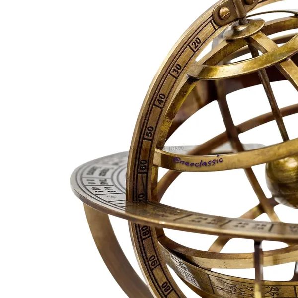 NEO_CLASSIC_Antique_Brass_Armillary_Globe_|_Vintage_Zodiac_Armillary_Sphere_with_Wooden_Base_|_Nautical_Pirate_Ship_Décor_|_Astronomical_Showpiece_for_Home_&_Office_(Medium)