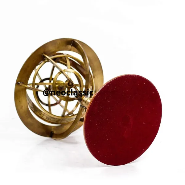 NEO_CLASSIC_Antique_Brass_Armillary_Sphere_with_Wooden_Base_|_28_cm_(11_Inch)_Large_Nautical_Globe_Décor_|_Vintage_Table_Showpiece_with_Polished_Finish
