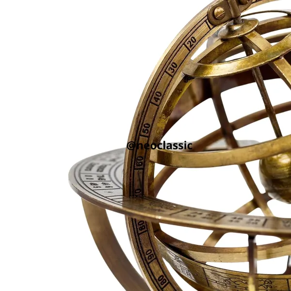 NEO_CLASSIC_Antique_Brass_Armillary_Sphere_with_Wooden_Base_|_28_cm_(11_Inch)_Large_Nautical_Globe_Décor_|_Vintage_Table_Showpiece_with_Polished_Finish