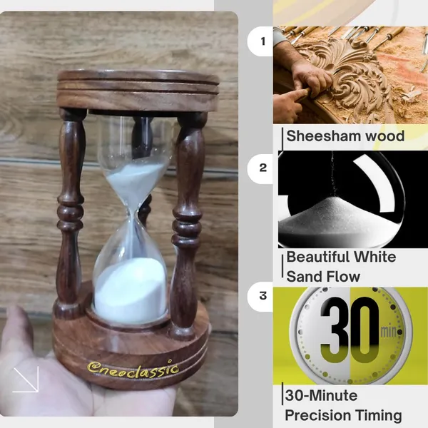 NEO_CLASSIC_Vintage_Sheesham_Wood_Sand_Timer_|_11_Inch_|_30-Minute_Hourglass_|_Handcrafted_Wooden_Sand_Clock_with_White_Sand_|_Decorative_Timer_for_Home,_Office_&_Gift_Purpose