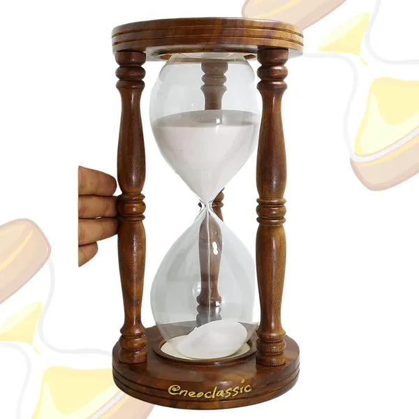 NEO_CLASSIC_Vintage_Sheesham_Wood_Sand_Timer_|_11_Inch_|_30-Minute_Hourglass_|_Handcrafted_Wooden_Sand_Clock_with_White_Sand_|_Decorative_Timer_for_Home,_Office_&_Gift_Purpose