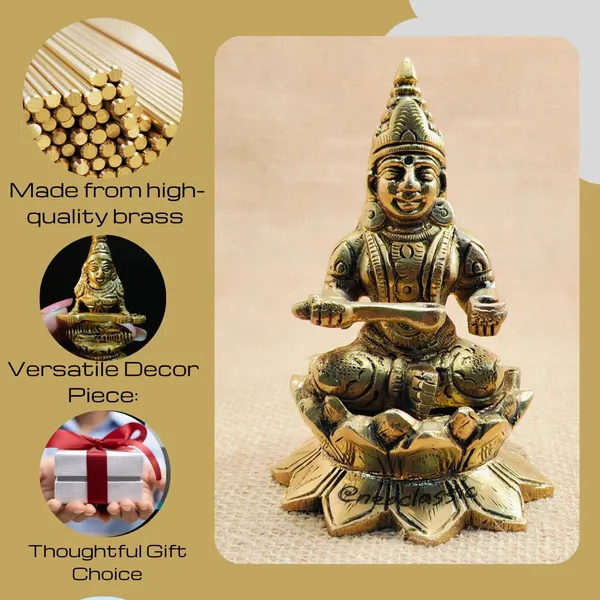 NEO_CLASSIC_Brass_Annapurna_Devi_Idol_(4_Inch)_|_Annapoorani_/_Annapoorneshwari_Murti_|_Traditional_South_Indian_Brass_Statue_for_Pooja_Room_&_Décor