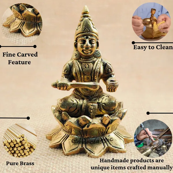 NEO_CLASSIC_Brass_Annapurna_Devi_Idol_(4_Inch)_|_Annapoorani_/_Annapoorneshwari_Murti_|_Traditional_South_Indian_Brass_Statue_for_Pooja_Room_&_Décor