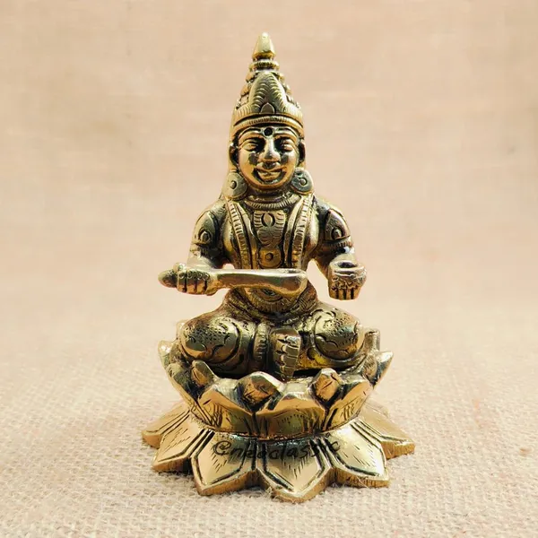 NEO_CLASSIC_Brass_Annapurna_Devi_Idol_(4_Inch)_|_Annapoorani_/_Annapoorneshwari_Murti_|_Traditional_South_Indian_Brass_Statue_for_Pooja_Room_&_Décor