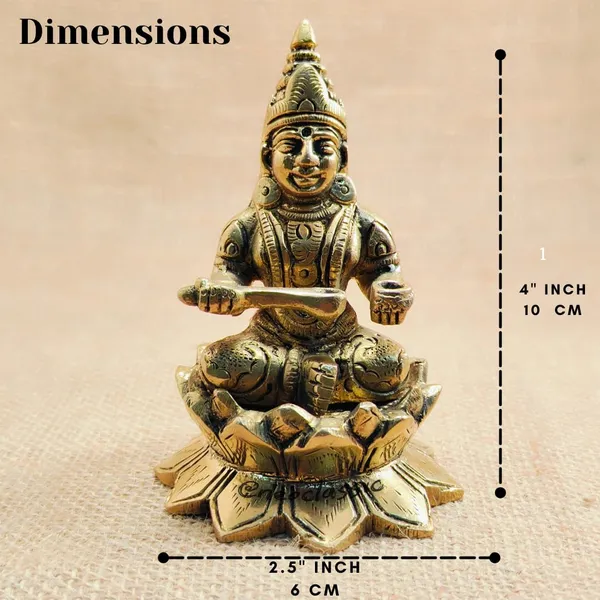NEO_CLASSIC_Brass_Annapurna_Devi_Idol_(4_Inch)_|_Annapoorani_/_Annapoorneshwari_Murti_|_Traditional_South_Indian_Brass_Statue_for_Pooja_Room_&_Décor
