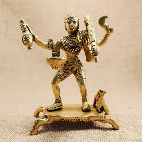 NEO_CLASSIC_Brass_Kaal_Bhairav_Murti_|_Standing_Kal_Bhairav_Idol_with_Dog_|_Lord_Bhairav_Statue_for_Home_Temple,_Pooja_Room_&_Religious_Décor_|_5_Inch