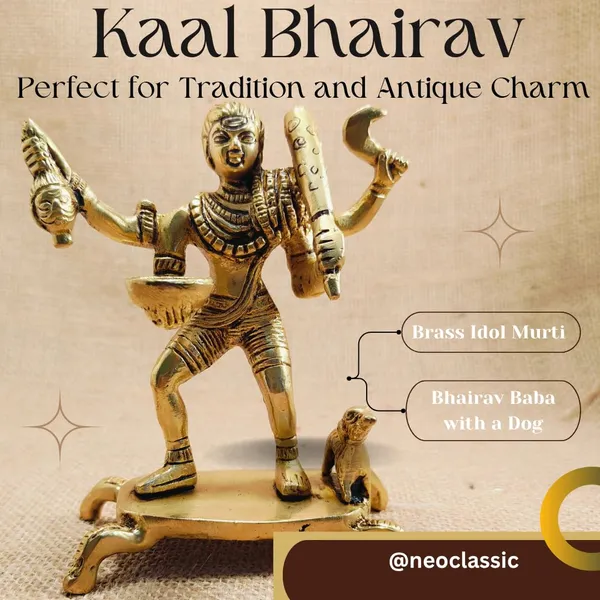 NEO_CLASSIC_Brass_Kaal_Bhairav_Murti_|_Standing_Kal_Bhairav_Idol_with_Dog_|_Lord_Bhairav_Statue_for_Home_Temple,_Pooja_Room_&_Religious_Décor_|_5_Inch