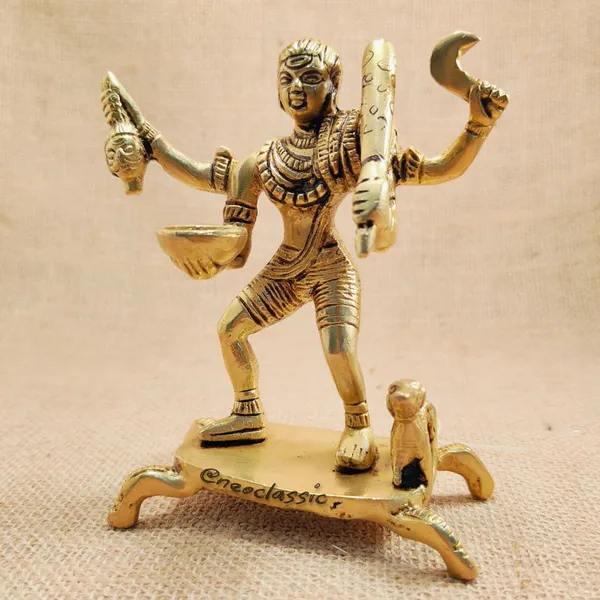 NEO_CLASSIC_Brass_Kaal_Bhairav_Murti_|_Standing_Kal_Bhairav_Idol_with_Dog_|_Lord_Bhairav_Statue_for_Home_Temple,_Pooja_Room_&_Religious_Décor_|_5_Inch