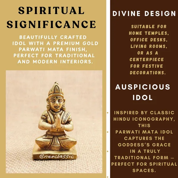 NEO_CLASSIC_Parvati_Mata_Brass_Idol_|_Sitting_Parvati_Maa_Murti_for_Pooja,_Mandir_&_Home_Temple_Décor_|_Handcrafted_Brass_Religious_Statue_|_Height_3_Inch