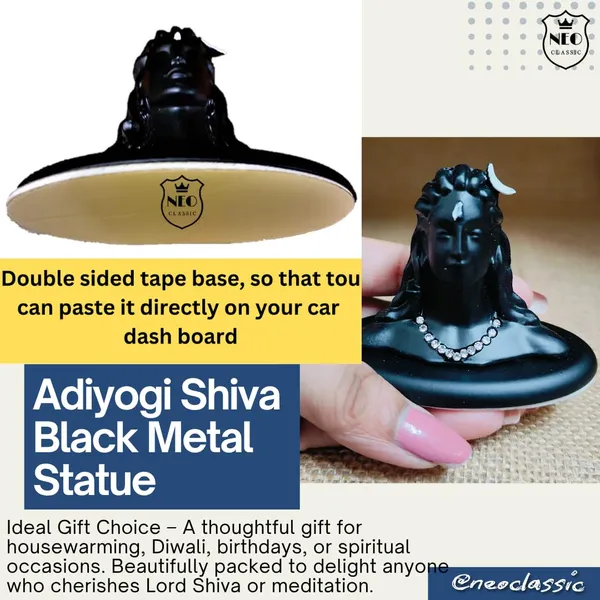 NEO_CLASSIC_Adiyogi_Shiva_Idol_for_Car_Dashboard_&_Home_Decor_|_Metal_Black_Finish_Showpiece_(3_Inch)