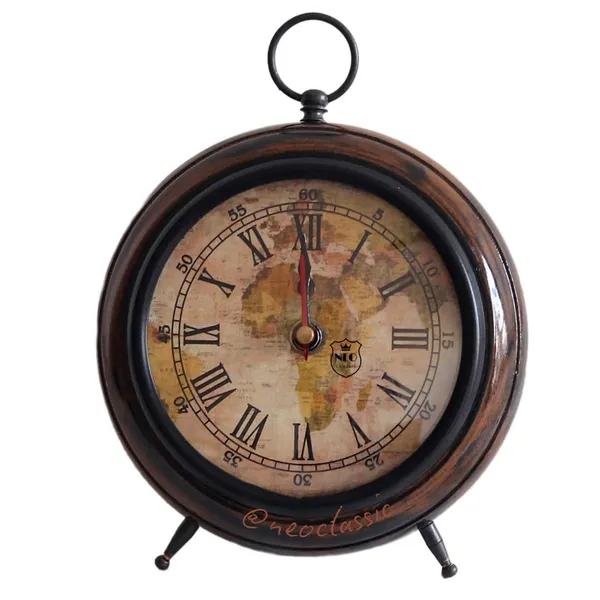 NEO_CLASSIC_Wooden_Table_Clock_–_Antique_Earth_Dial_for_Home_&_Office_Decor