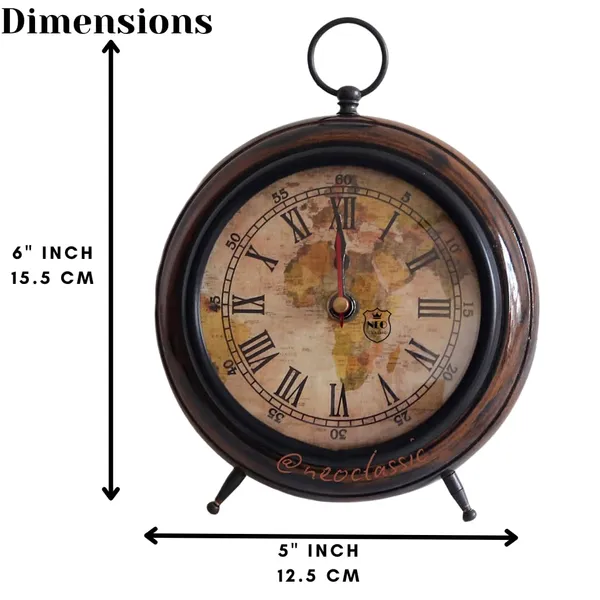 NEO_CLASSIC_Wooden_Table_Clock_–_Antique_Earth_Dial_for_Home_&_Office_Decor