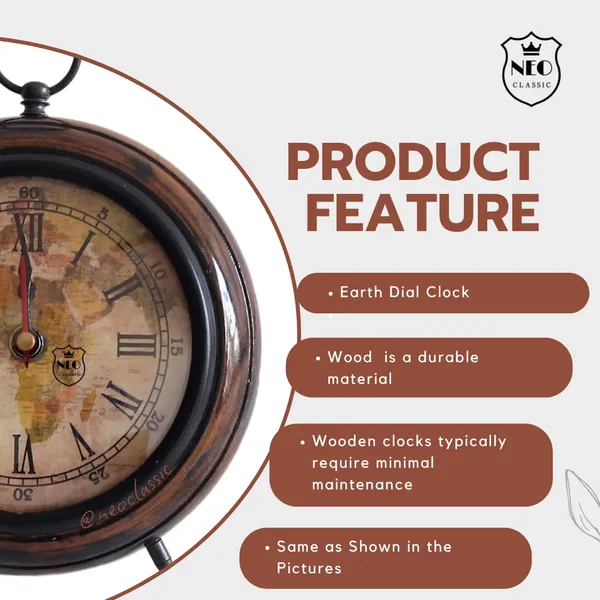 NEO_CLASSIC_Wooden_Table_Clock_–_Antique_Earth_Dial_for_Home_&_Office_Decor